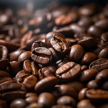 Close-up of coffee beans generated by artificial intelligence