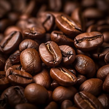 Close-up of coffee beans generated by artificial intelligence