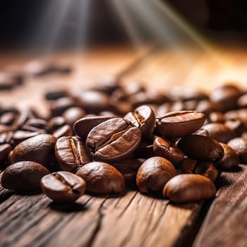 Close-up of coffee beans generated by artificial intelligence