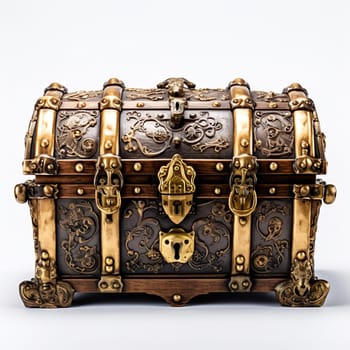An open treasure chest on a white background generated by artificial intelligence