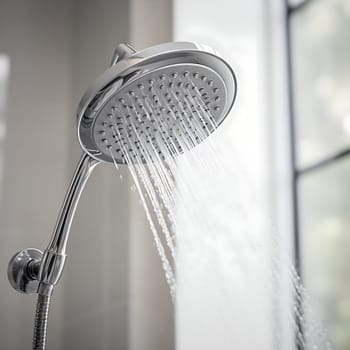 A shower head with running water generated by artificial intelligence