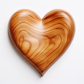 A wooden heart on a white background generated by artificial intelligence