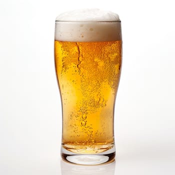 A glass of beer on a white background generated by artificial intelligence