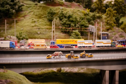 Miniatur Wunderland Hamburg in Germany, elephant and cars on a road, museum with miniature model construction of the world, 12.12.2023