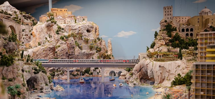 Miniatur Wunderland Hamburg in Germany, river in southern france, museum with miniature model construction of the world , 12.12.2023