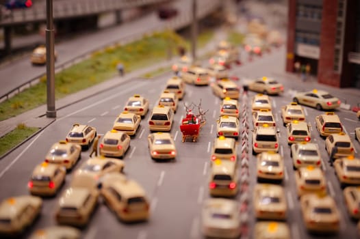 Miniatur Wunderland Hamburg in Germany, yellow cabs in New York, museum with miniature model construction of the world, 12.12.2023