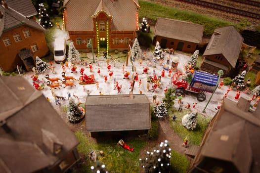 Miniatur Wunderland Hamburg in Germany, winter with santa claus, museum with miniature model construction of the world, 12.12.2023