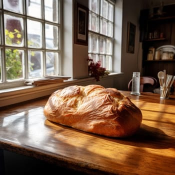 Crispy Loaf bakery bread. Pastry rustic. Generate AI