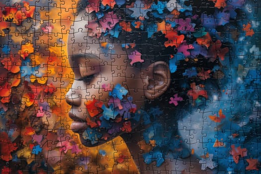 Autism, ADHD, attention deficit hyperactivity disorder, mental health, mind of a child with colorful jigsaw or puzzle pieces