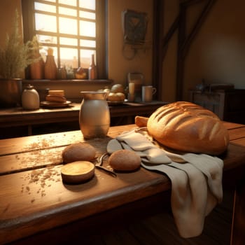 Homemade Loaf bakery bread. Pastry rustic. Generate AI