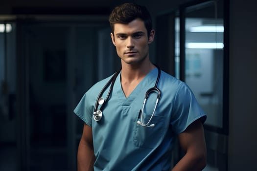 Compassionate Medical assistant male. Hospital care. Generate Ai