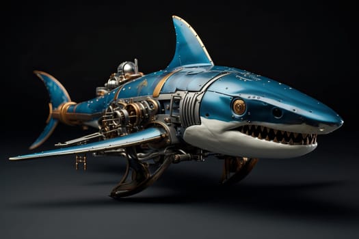 Blue shark gears. Sea fish science. Generate Ai