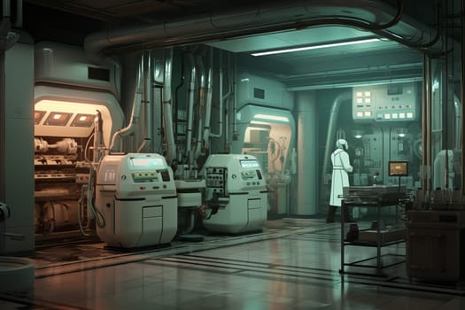 Innovative Medical factory vaccine. Lab medical. Generate Ai