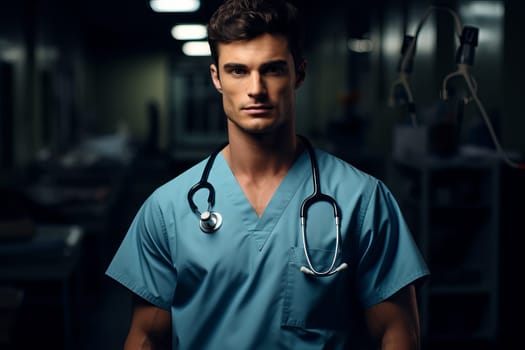 Medical assistant male. Hospital care. Generate Ai
