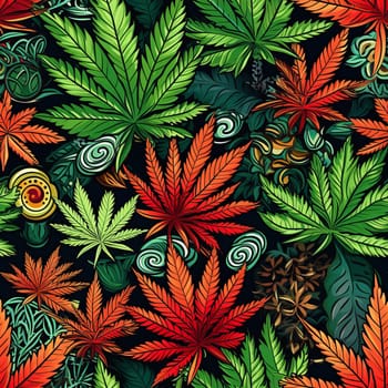 Medical marijuana art seamless pattern. Flower drug. Generate Ai