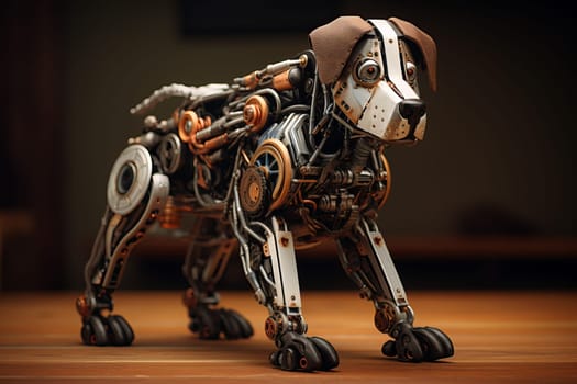 Mechanical dog play. Tech future. Generate Ai