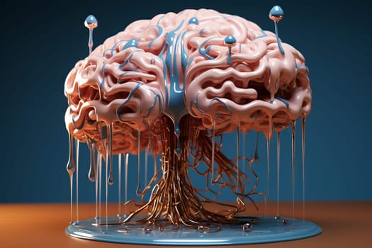 Melting brain idea. Pain anxiety. Generate Ai