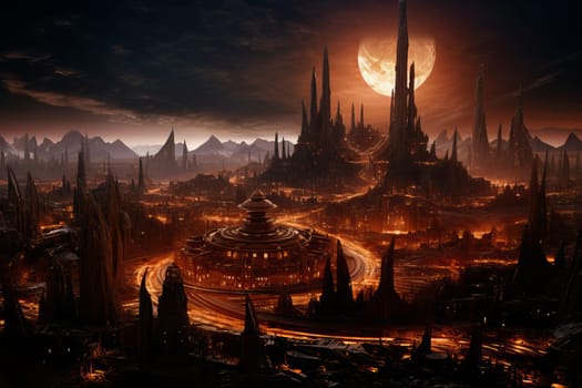 Futuristic Megacity distant planet. Concept future. Generate Ai
