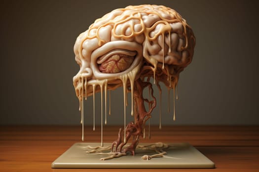 Radical Melting brain idea. Pain anxiety. Generate Ai