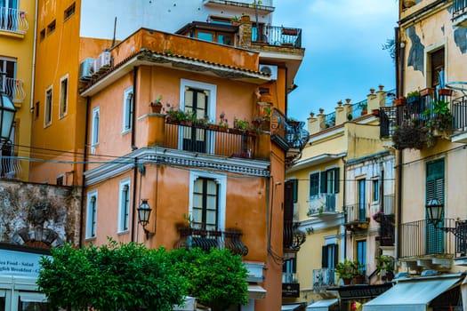 TAORMINA, ITA - MAY 25, 2023: Architecture of Taormina, in the Metropolitan City of Messina, Sicily, Italy, in the night