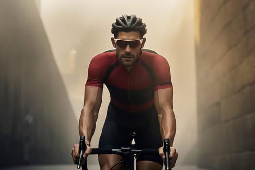 Man cycling sport. Fictional person. Generate Ai