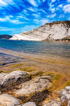 Scala dei Turchi, a rocky cliff on the coast of Realmonte, near Porto Empedocle, southern Sicily, Italy