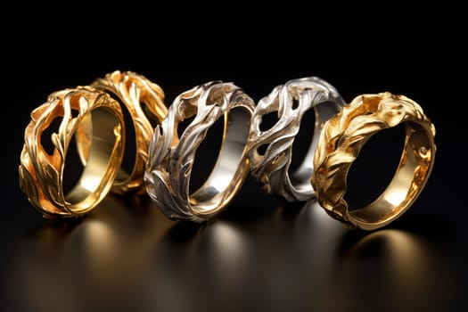 Intricate Wedding rings. Jewelry marriage banner. Generate Ai
