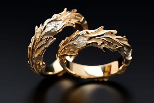 Sparkling Wedding rings. Jewelry marriage banner. Generate Ai