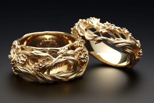 Wedding rings. Jewelry marriage banner. Generate Ai