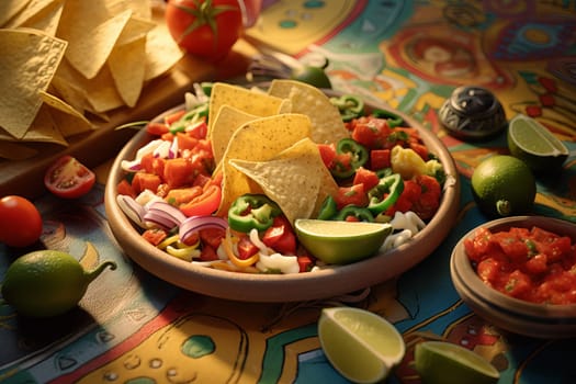 Mexican food closeup. Cuisine cooking dinner. Generate Ai