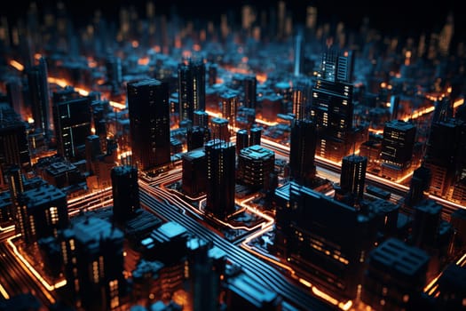 Microchip city town. Future network. Generate Ai