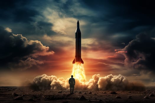 Strategic Military man nuclear missile. War conflict. Generate Ai
