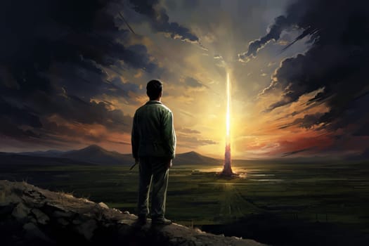 Military man nuclear missile. War conflict. Generate Ai