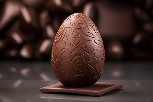 Milk chocolate egg. Dark milk color. Generate Ai