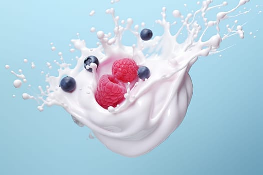 Cool Milk yogurt splash. Creamy sweet drink. Generate Ai
