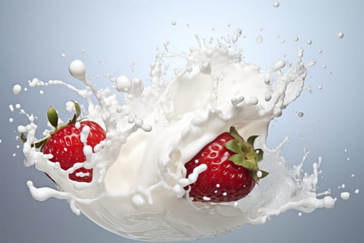 Fresh Milk yogurt splash. Creamy sweet drink. Generate Ai