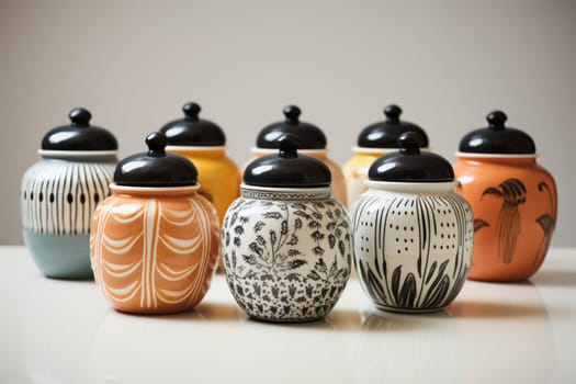 Vintage Ceramic tea caddies. Drinks ceramic. Generate Ai
