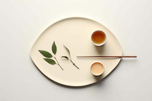 Academic Book tea composition table. Cup relax. Generate Ai