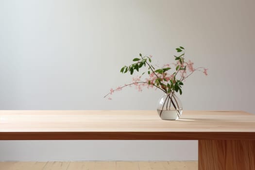 Sleek Minimalist eucalyptus table candles. Floral decor green room wall. Generate Ai