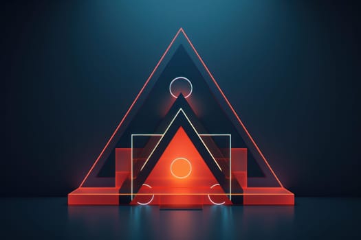Vibrant Geometric neon. City wall laser. Generate Ai