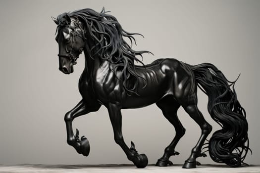 Elegant black horse. Sport animal beauty. Generate Ai