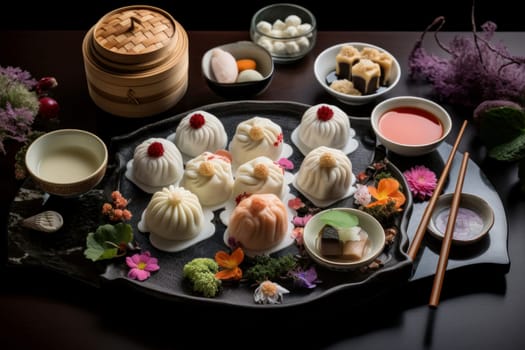 Mochi restaurant. Sweet dessert snack. Generate Ai