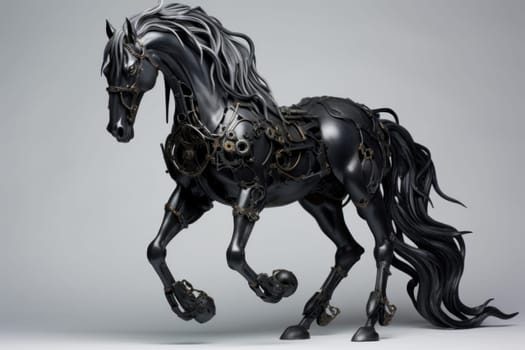 Black horse. Sport animal beauty. Generate Ai