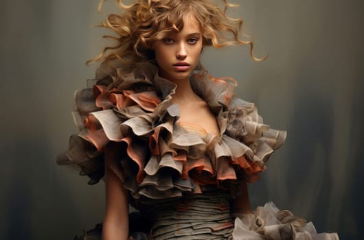 Radiant Fashion model clothing. Woman art posing. Generate Ai