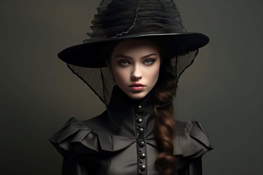 Futuristic Fashion model clothing. Woman art posing. Generate Ai