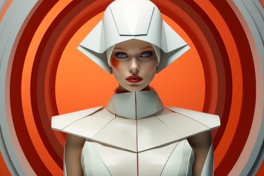 Vibrant Woman model futurism colorful style. Studio digital. Generate Ai