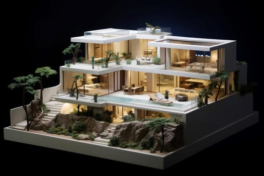 Detailed Miniature model villa street. Scale machines. Generate Ai