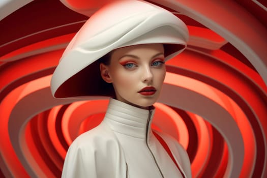 Innovative Woman model futurism colorful style. Studio digital. Generate Ai