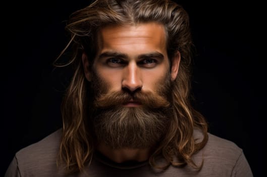 Groomed Model beard man. Beauty portrait. Generate Ai