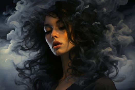 Chic Modern girl smoke. Young female smoker with electronic vaporizer. Generate ai